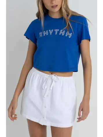 Rhythm Rhythm Flower Crop Crew Tee Blue