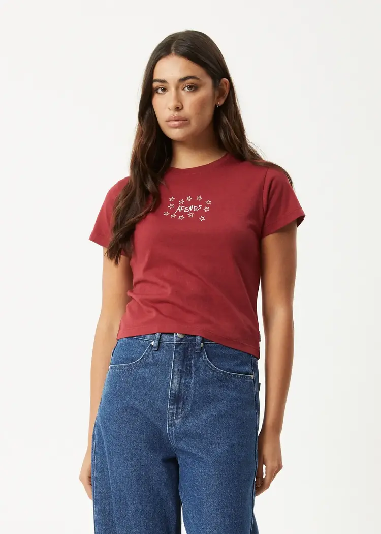 Afends Lucky Baby Tee Burgundy