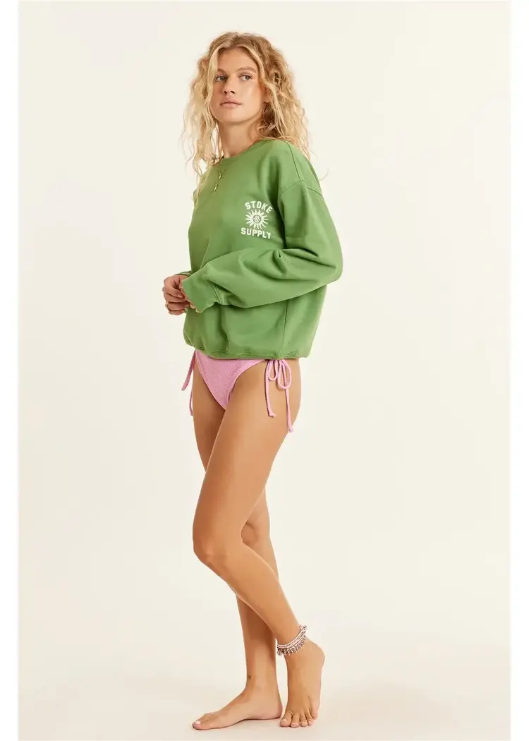 Sisstr Lucia Ls Fleece Crew Palm