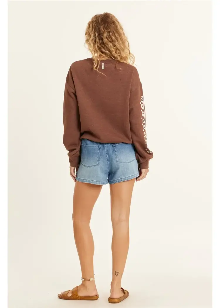 Sisstr Lucia Ls Fleece Crew Espresso Brown