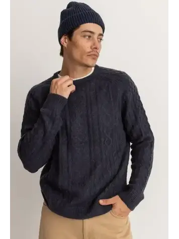 Rhythm Mohair Fishermans Knit Blue Coal