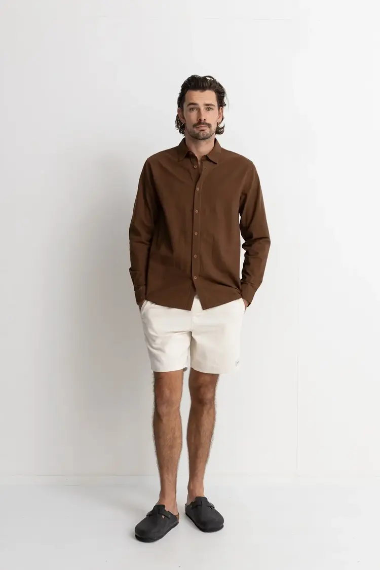 Rhythm Classic Linen Ls Shirt Chocolate