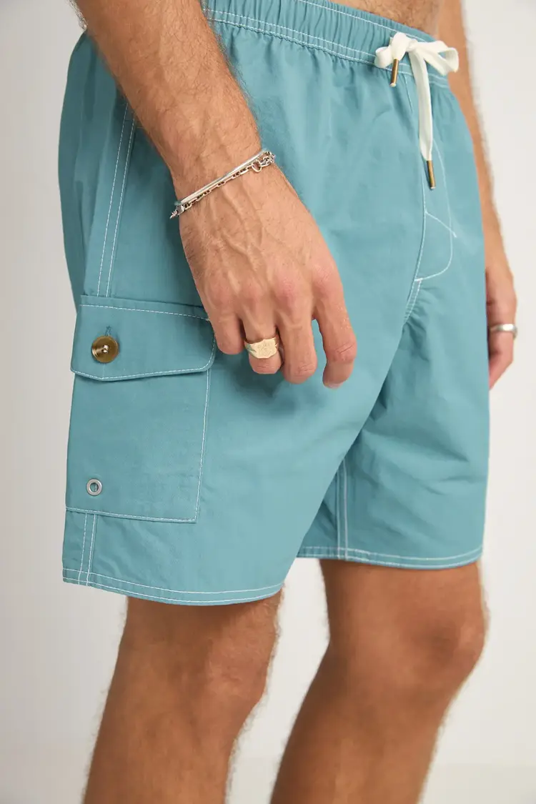 Rhythm Patch Beach Short Blue