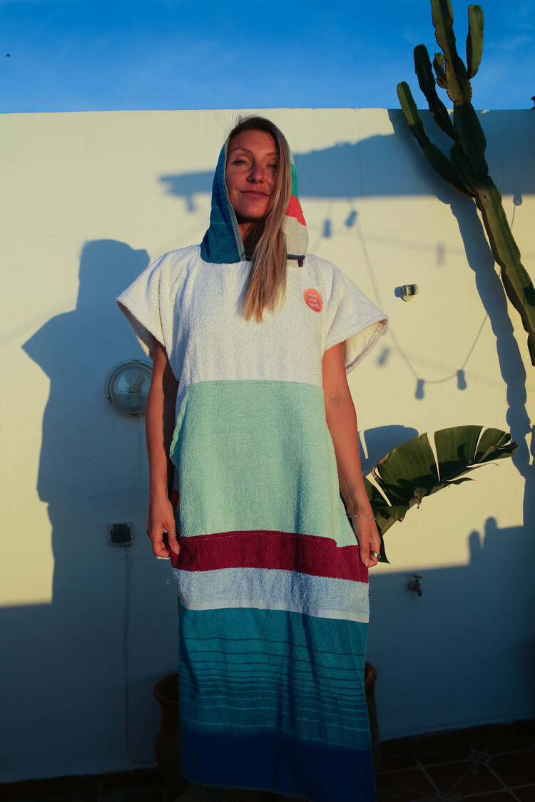 Pray For Waves Friendly Poncho Deep Blue