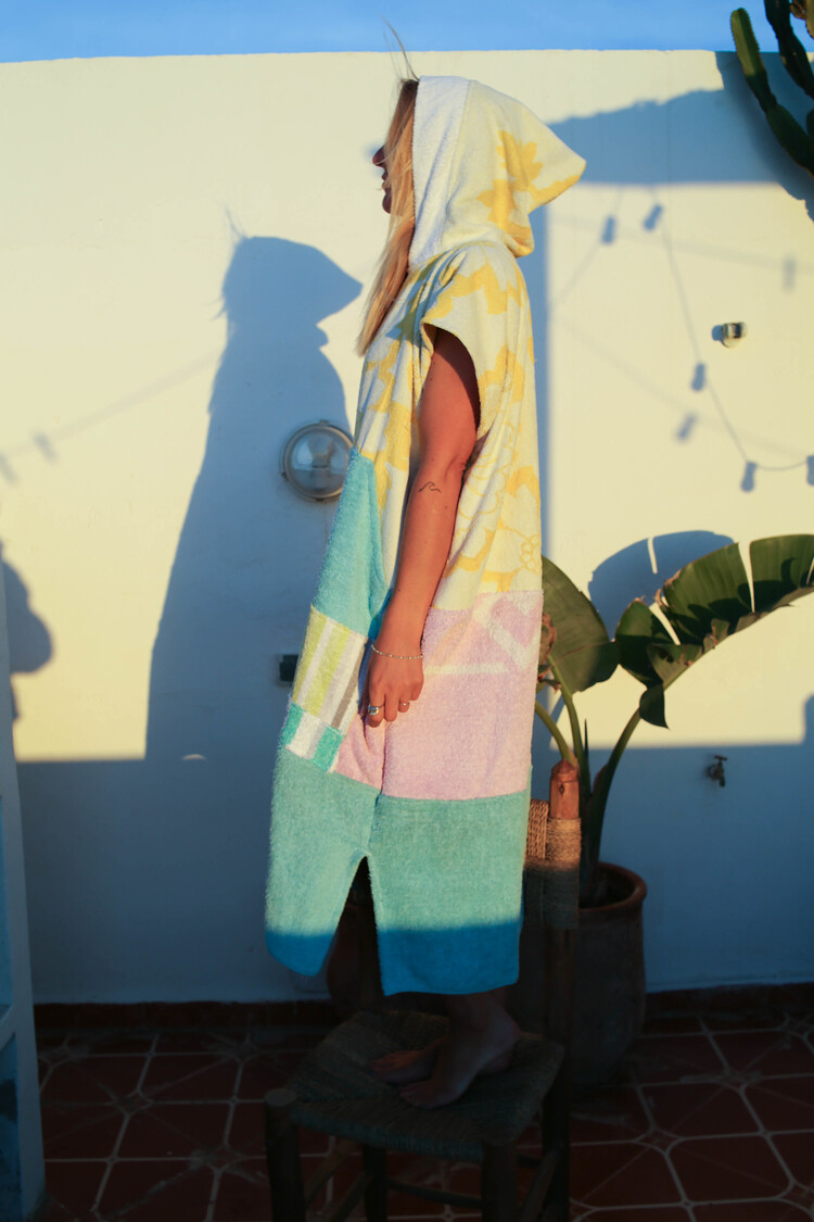 Pray For Waves Friendly Poncho Sunflower