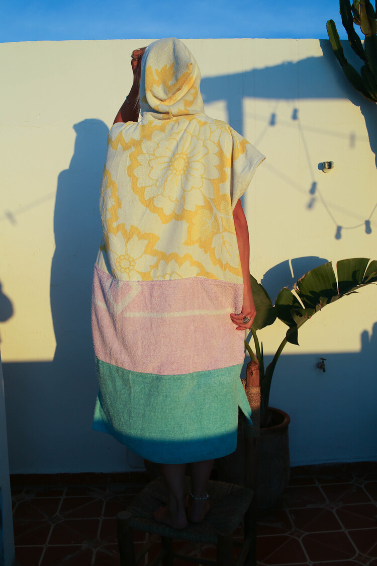 Pray For Waves Friendly Poncho Sunflower