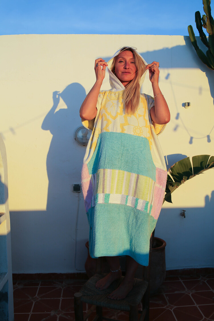 Pray For Waves Friendly Poncho Sunflower