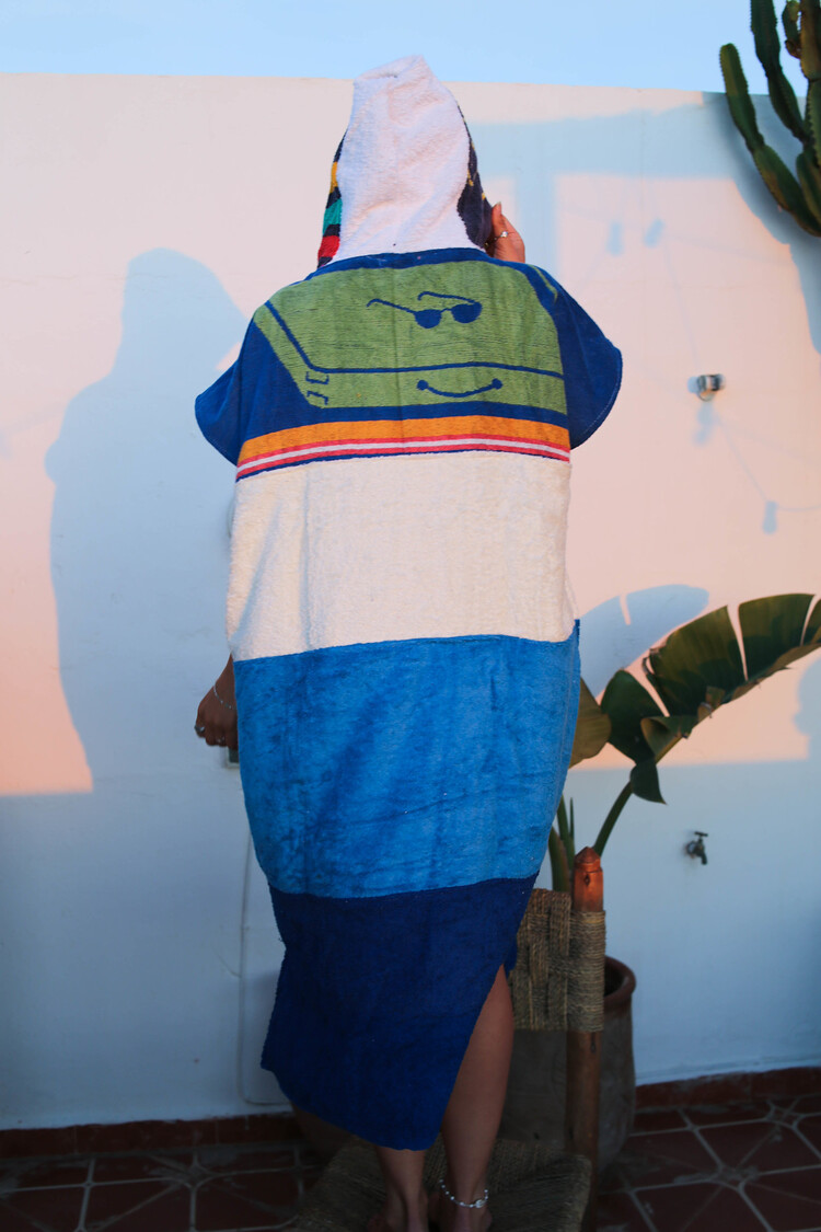 Pray For Waves Friendly Poncho Blueberry