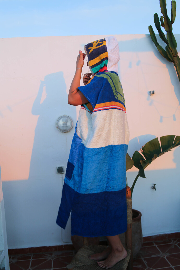 Pray For Waves Friendly Poncho Blueberry