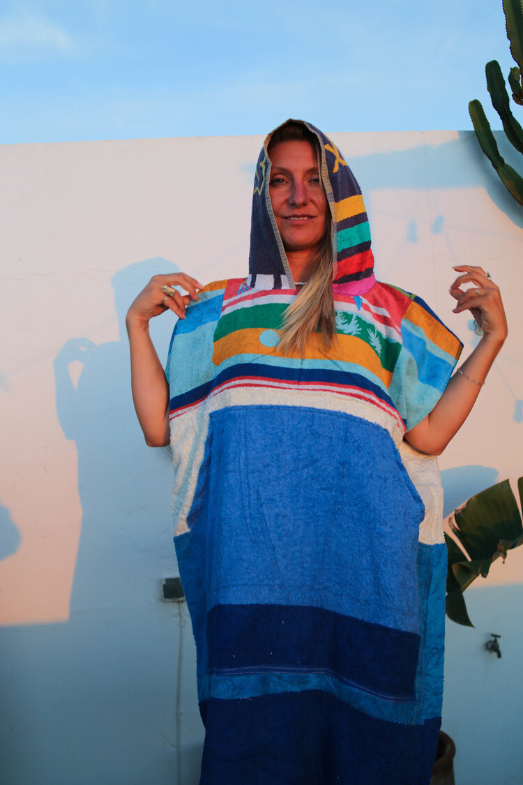 Pray For Waves Friendly Poncho Blueberry