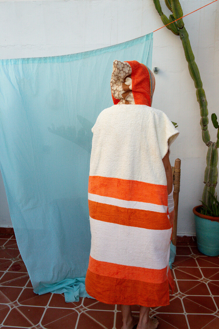 Pray For Waves Friendly Poncho Tangerine