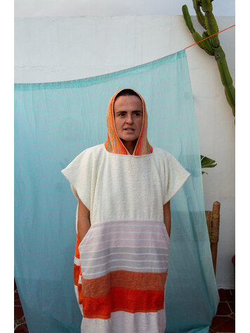 Pray For Waves Friendly Poncho Tangerine