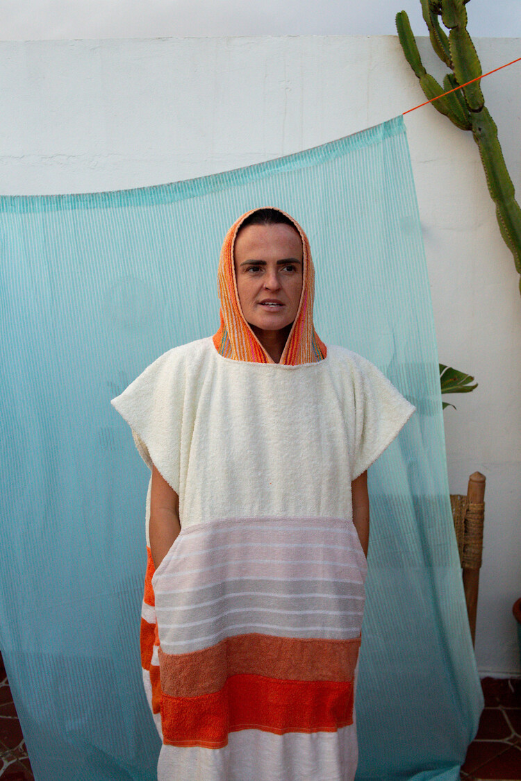Pray For Waves Friendly Poncho Tangerine