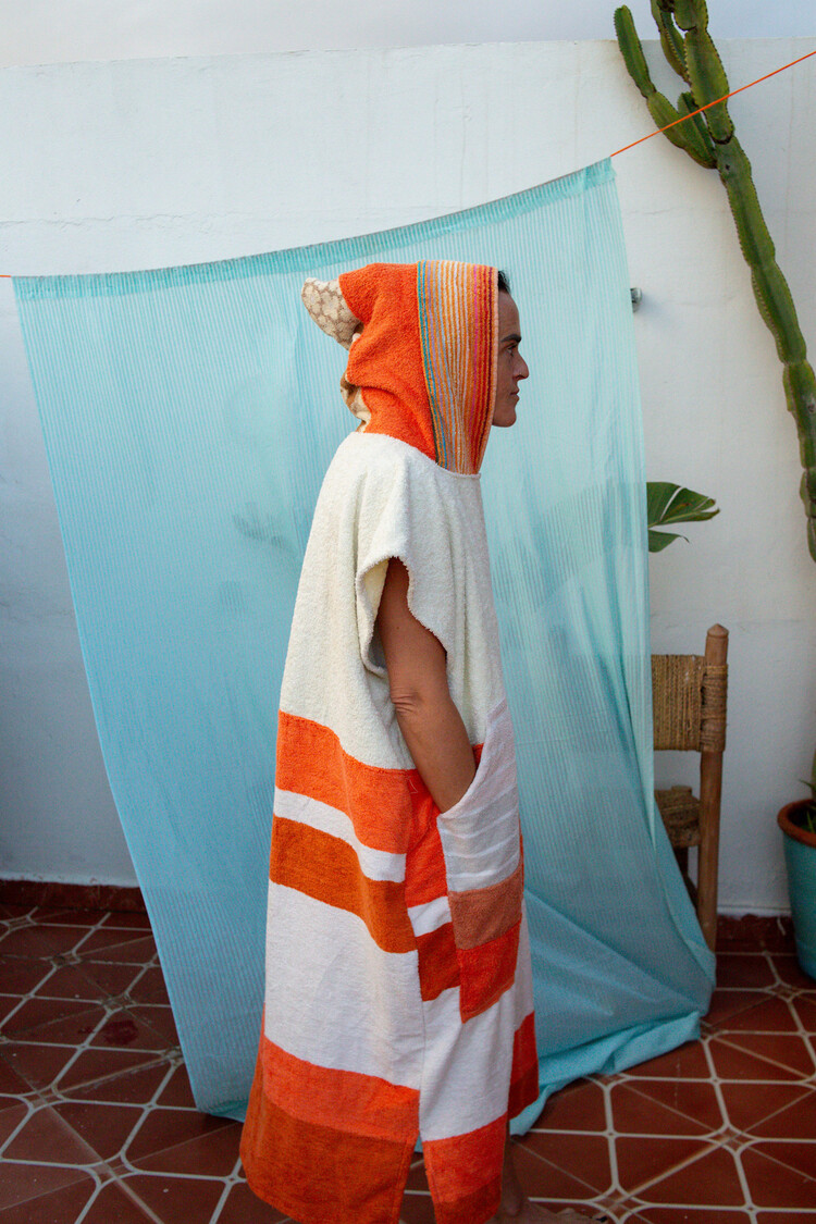 Pray For Waves Friendly Poncho Tangerine