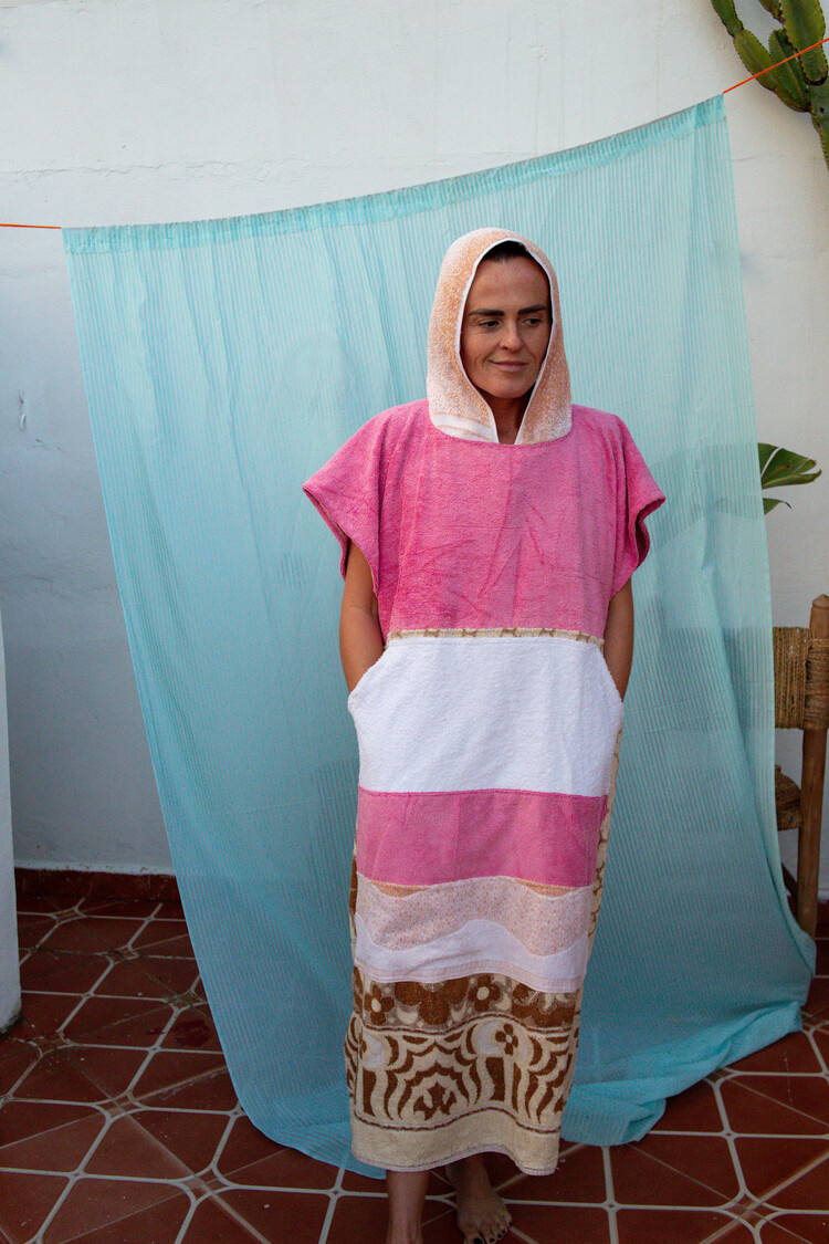 Pray For Waves Friendly Poncho Pink Lagoon