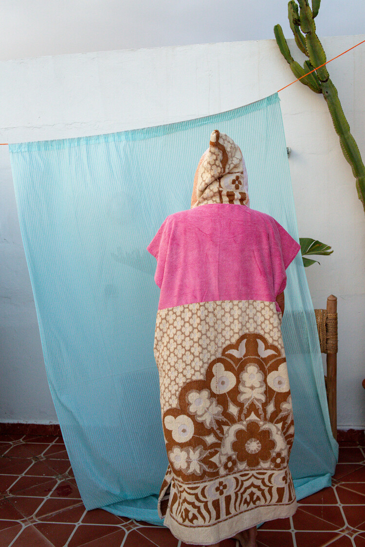 Pray For Waves Friendly Poncho Pink Lagoon