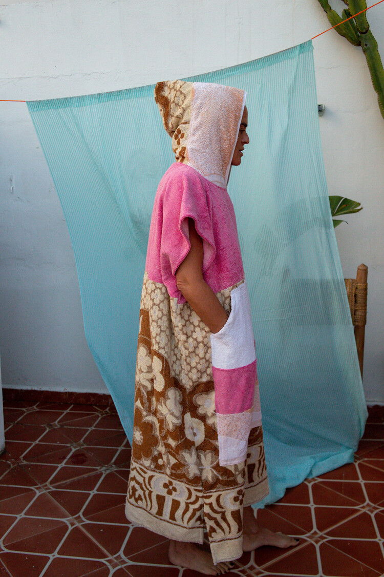 Pray For Waves Friendly Poncho Pink Lagoon