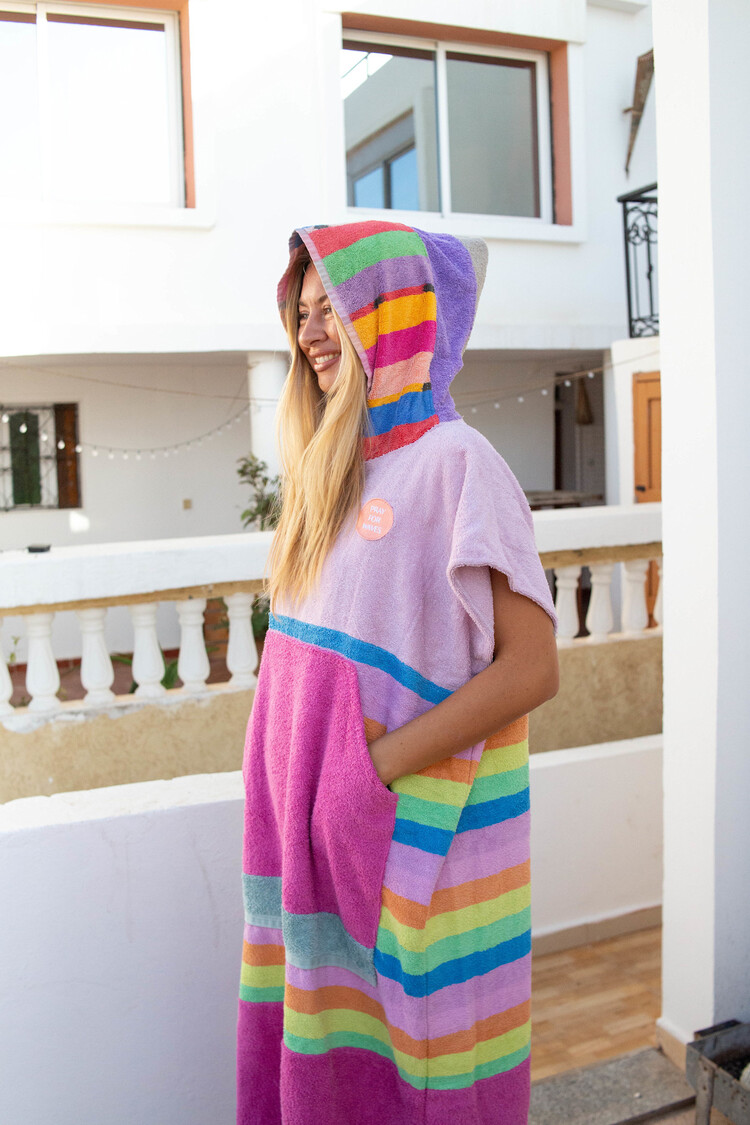 Pray For Waves Friendly Poncho Rainbow