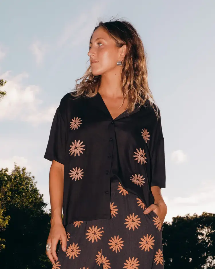 Volcom Emb Midnite Ramble Top Vintage Black