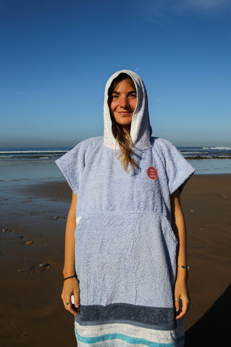 Pray For Waves Friendly Poncho Aqua Bloom