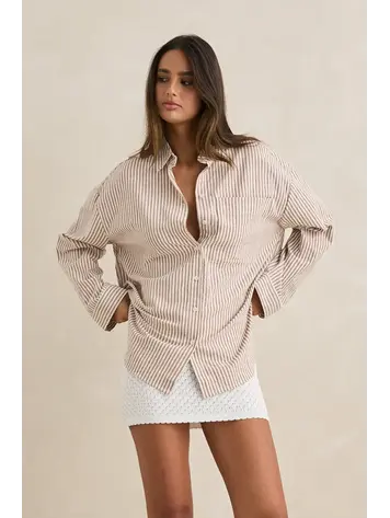 Rhythm Valley Stripe Oversized Shirt Tan