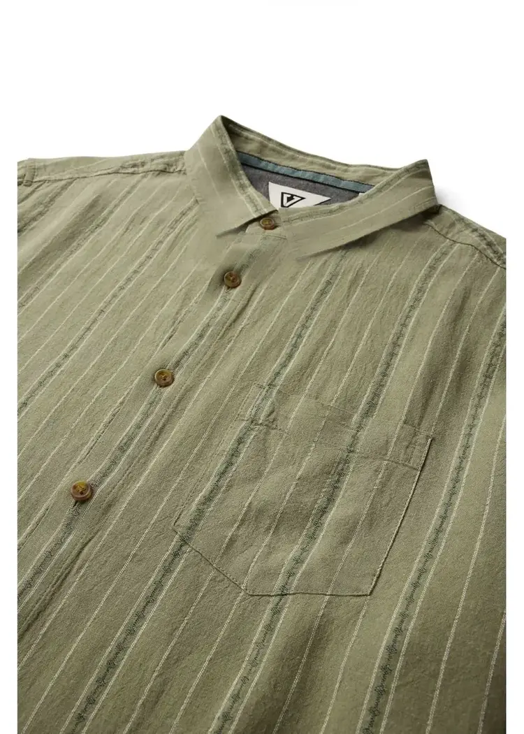 Vissla Linen Pin Ss Shirt Sage