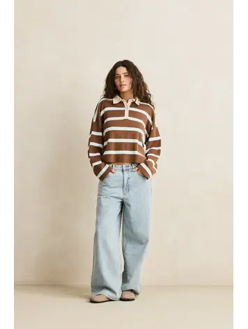 Rugby Polo Knit Sweater Brown