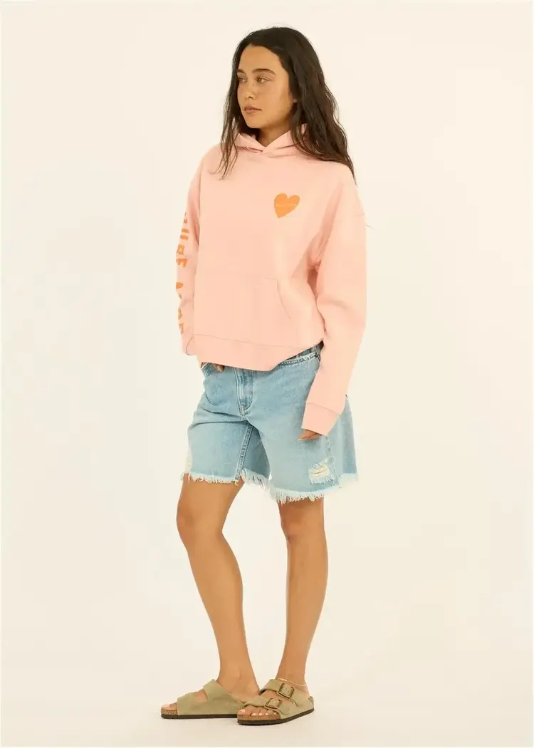 Sisstr Surf Check Fleece Hoodie Beach Blush