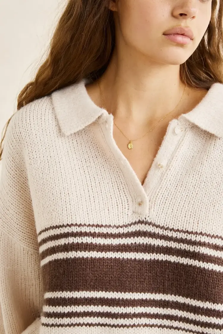 Strata Knit Collared Jumper Natural