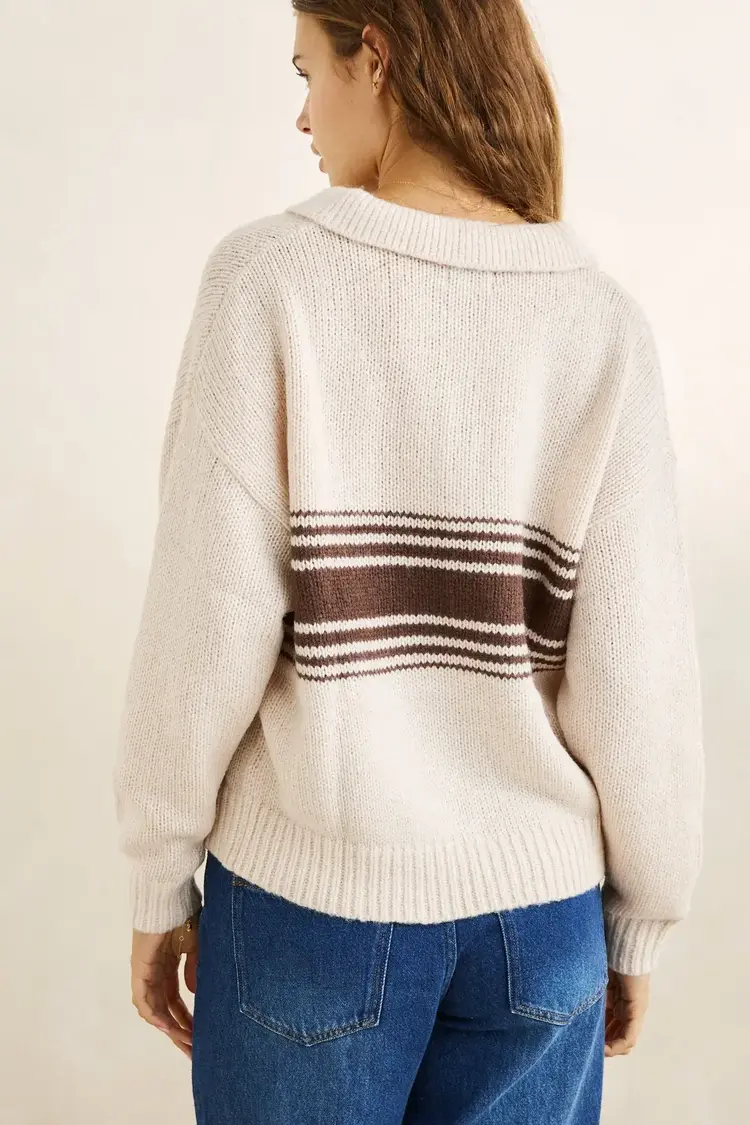 Strata Knit Collared Jumper Natural