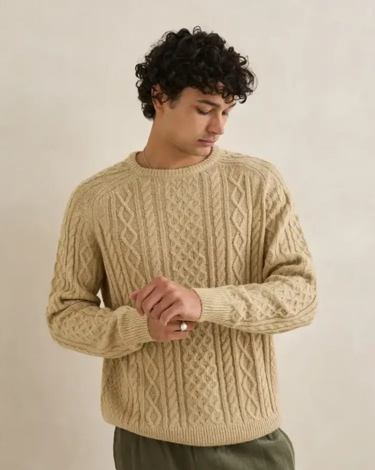 Mohair Fishermans Knit Sand