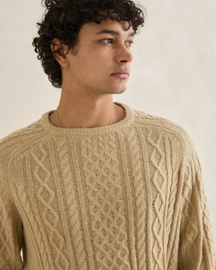 Mohair Fishermans Knit Sand