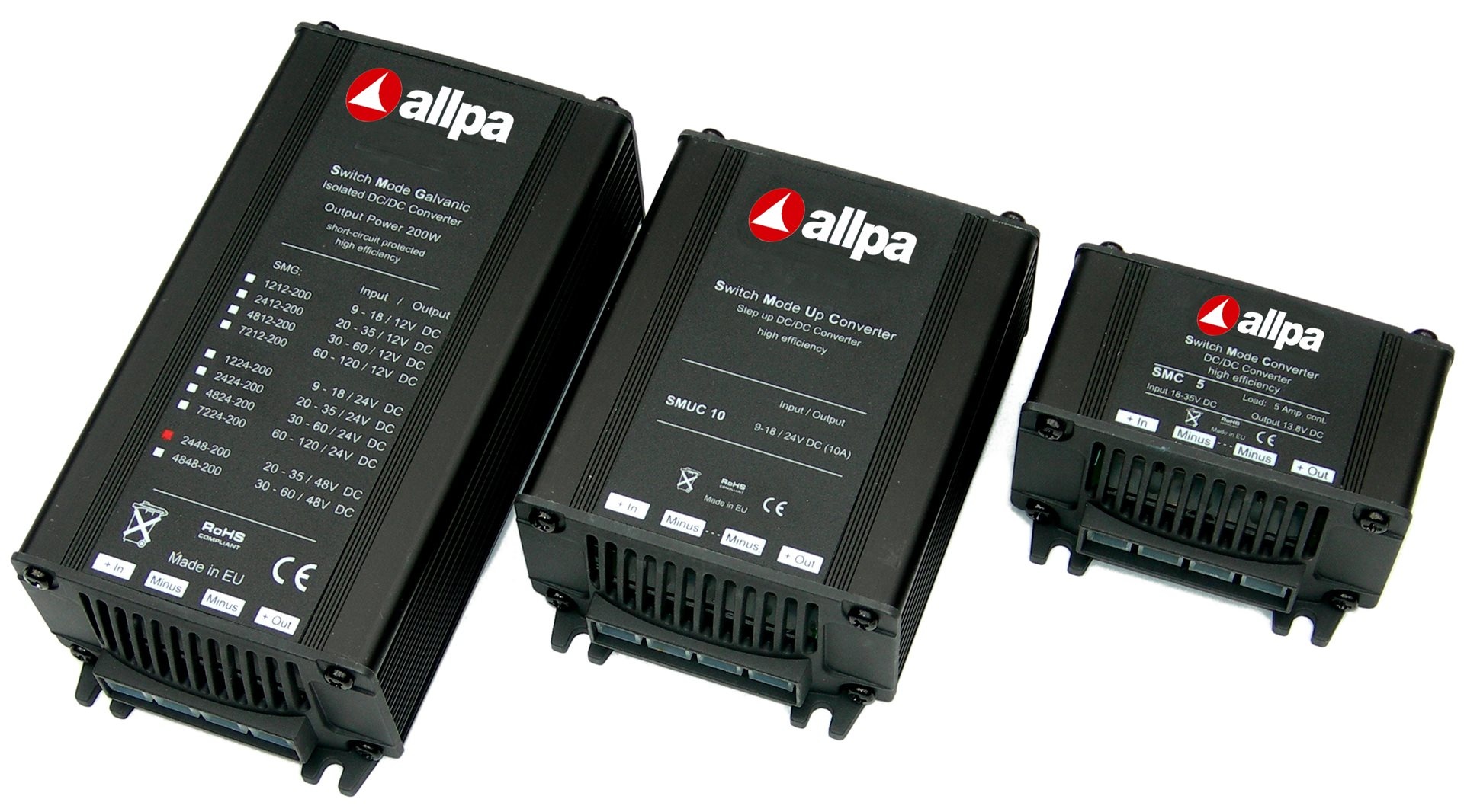 Allpa DC/DC Omvormer model SMC-5 18-35V --> 13 8V 5A 69W 68x88x49mm ongeïsoleerd