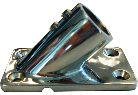 Allpa RVS vlaggenstokhouder met rechthoekige voetplaat 45°  binnenmaat Ø22mm