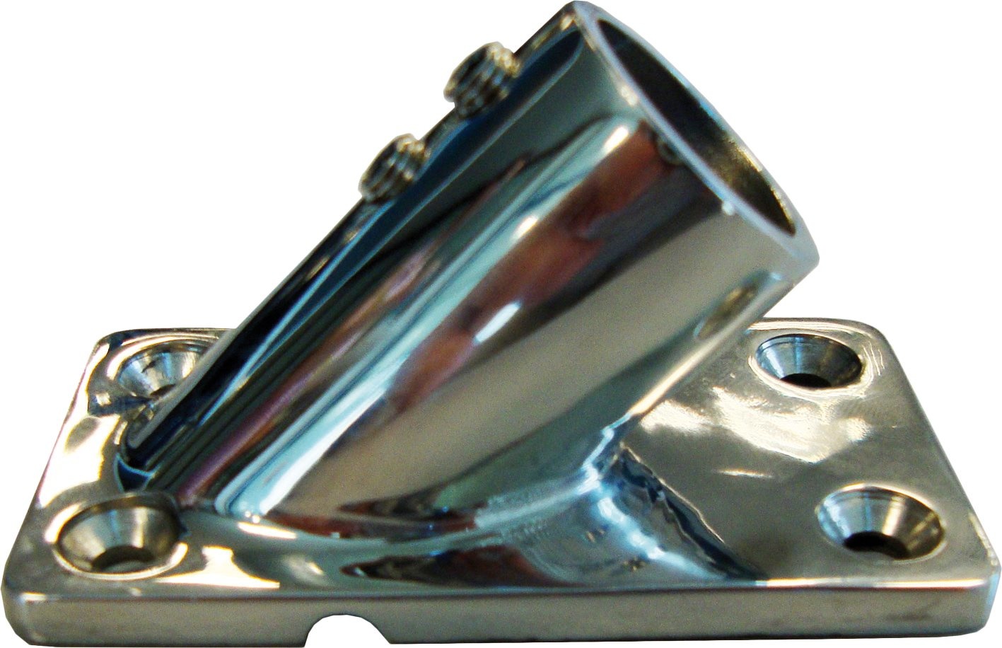 Allpa RVS vlaggenstokhouder met rechthoekige voetplaat 45° binnenmaat Ø22mm