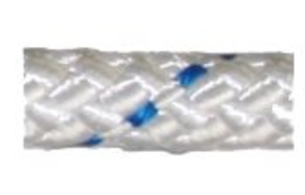 Allcord-17 Ø6mm Gevlochten schoot- & vallenlijn Easy Wit m.blauwe merkdraad (per rol 200m)