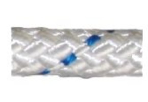 Allcord-17 Ø6mm Gevlochten schoot- & vallenlijn Easy Wit m.blauwe merkdraad (per rol 200m)