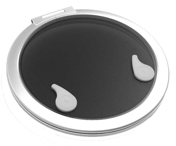 Goïot Aluminium luik model Opal 18  satin  afm. Ø474mm  gatmaat Ø420mm  inbouwdiepte 15mm