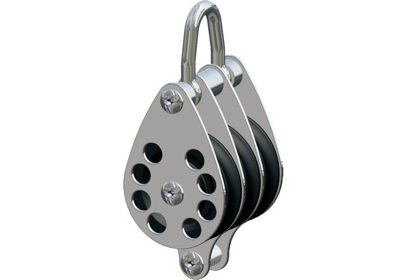 Antal RVS 316 slock serie 65  kogelgelagerd  triple block + becket (hondsvot)