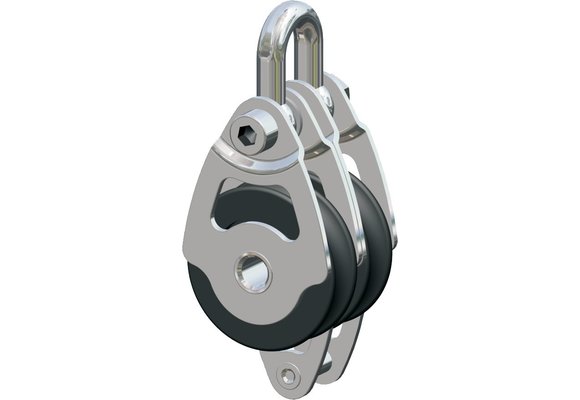 Antal RVS 316 mini block serie 34x6  kogelgelagerd  double block + becket (hondsvot)