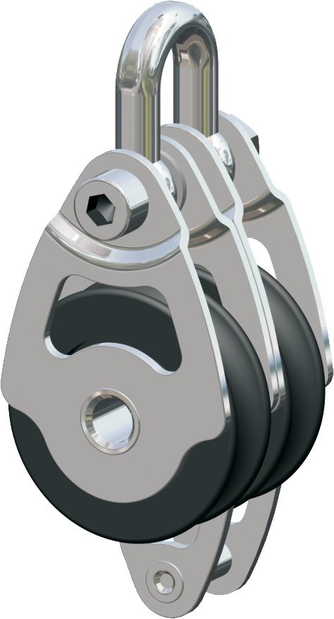 Antal RVS 316 mini block serie 34x6  kogelgelagerd  double block + becket (hondsvot)