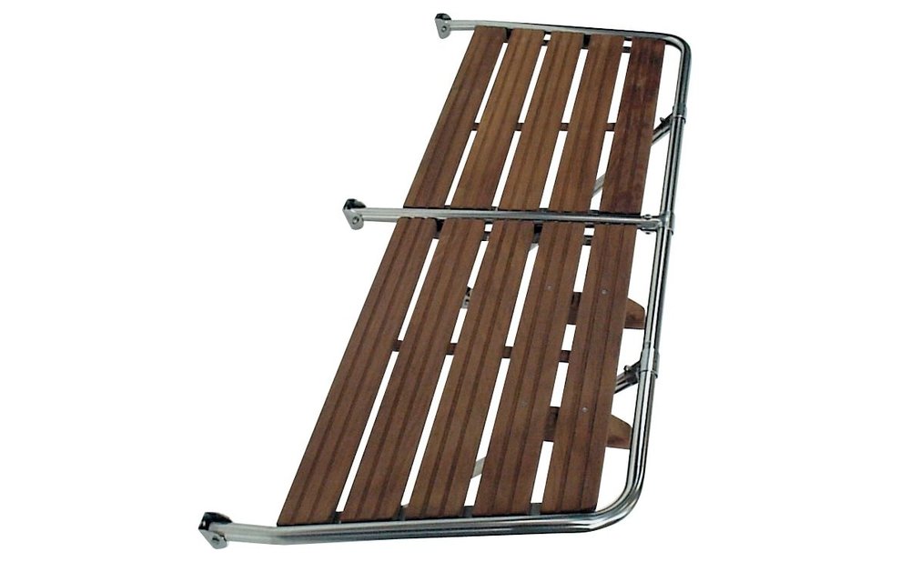 Allpa RVS Zwemplateau met teakhouten vlonder 2000x550mm 4x uithouder buis Ø25mm