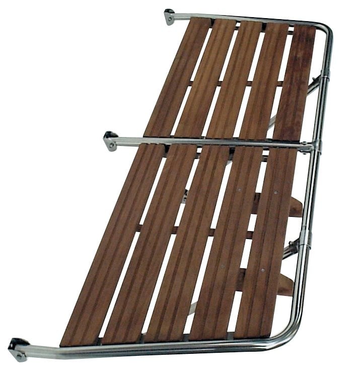 Allpa RVS Zwemplateau met teakhouten vlonder 2000x550mm 4x uithouder buis Ø25mm
