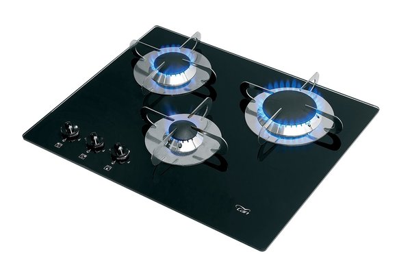 Allpa Gaskomfoor met thermische glasplaat 505x410x80mm branders: 1x klein / 1x medium / 1x gro