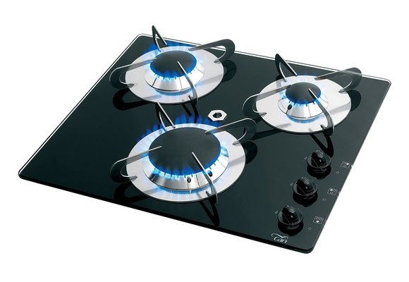 Allpa Gaskomfoor met thermische glasplaat 420x370x80mm  branders: 1x klein / 1x medium / 1x groot