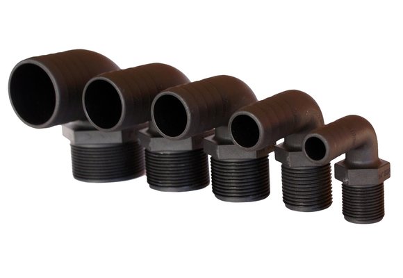 Allpa Kunststof slangtule  haaks  Ø1-1/2 x 38mm  met buitendraad  zwart