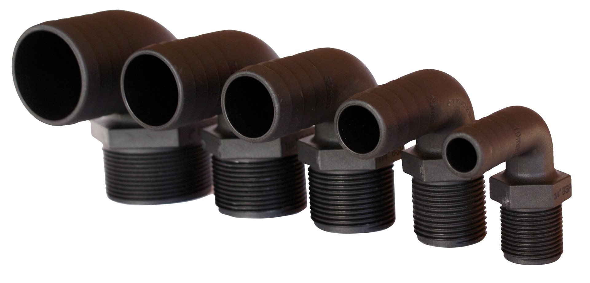 Allpa Kunststof slangtule haaks Ø1/2 x 13mm met buitendraad zwart