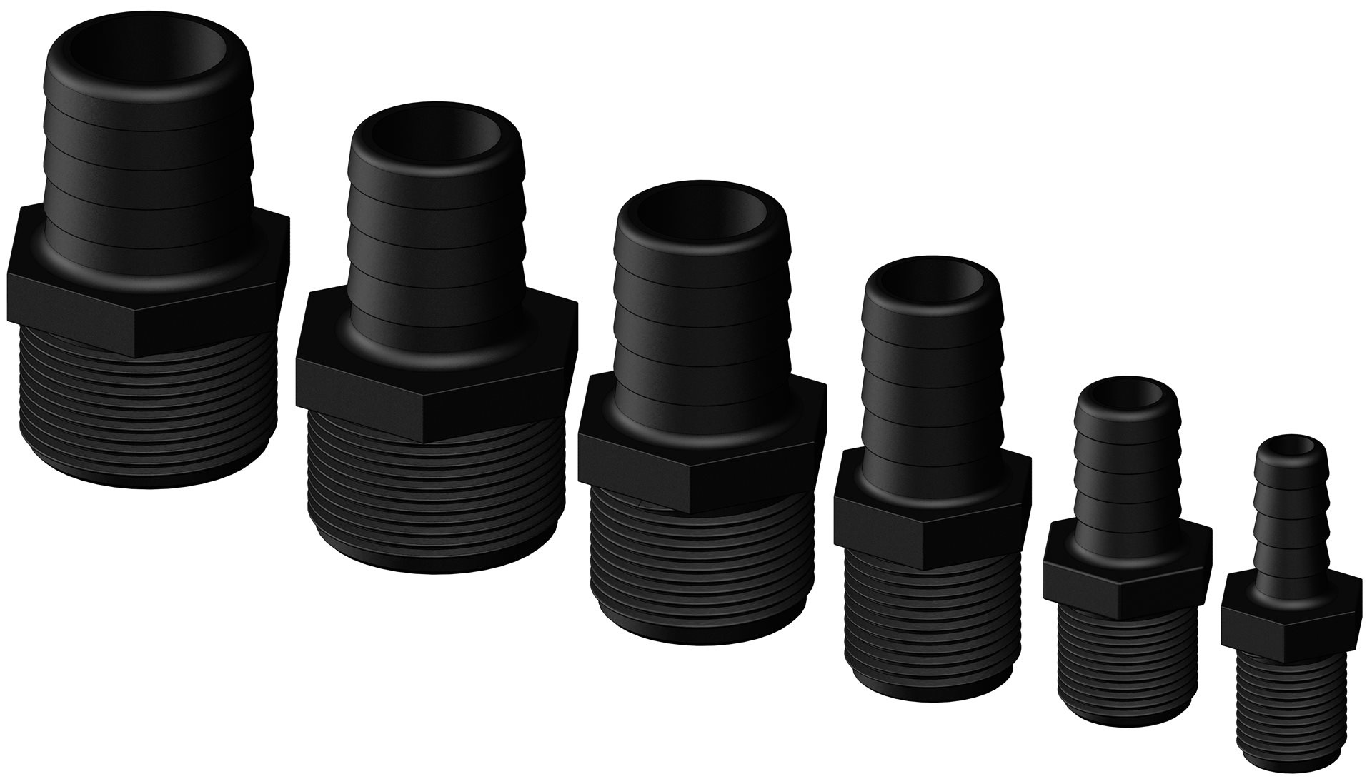 Allpa Kunststof slangtule  recht  Ø1/2 x 13mm  met buitendraad  zwart