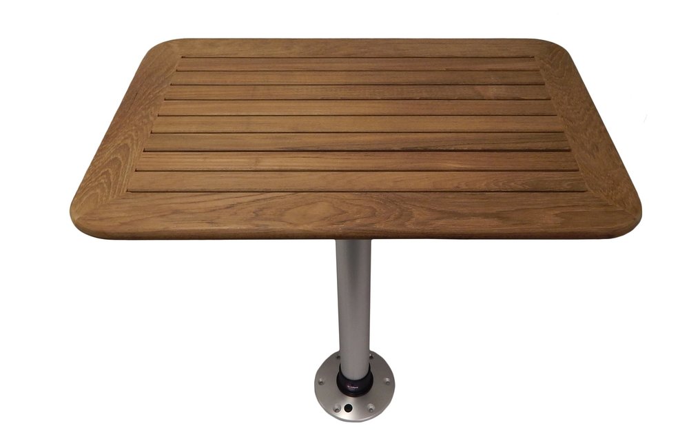 Tafel Teak 450x700x25mm set met poot (H=686mm) en voet*