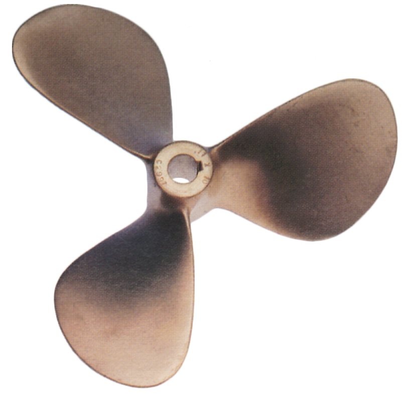 Radice 3-blads bronzen scheepsschroef type E13 14x11 asgat Ø25mm conus 1:10 rechts